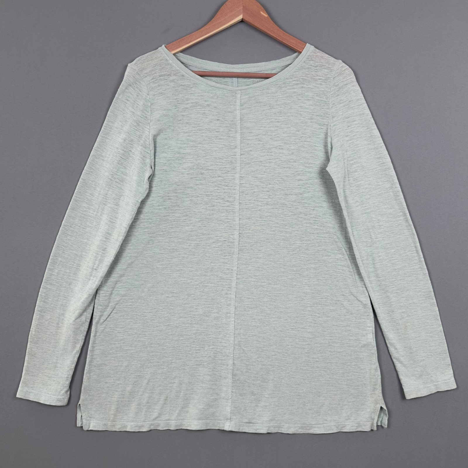 Eileen Fisher Hemp Organic Cotton Long Sleeve Tunic Top Sage Green Small S P